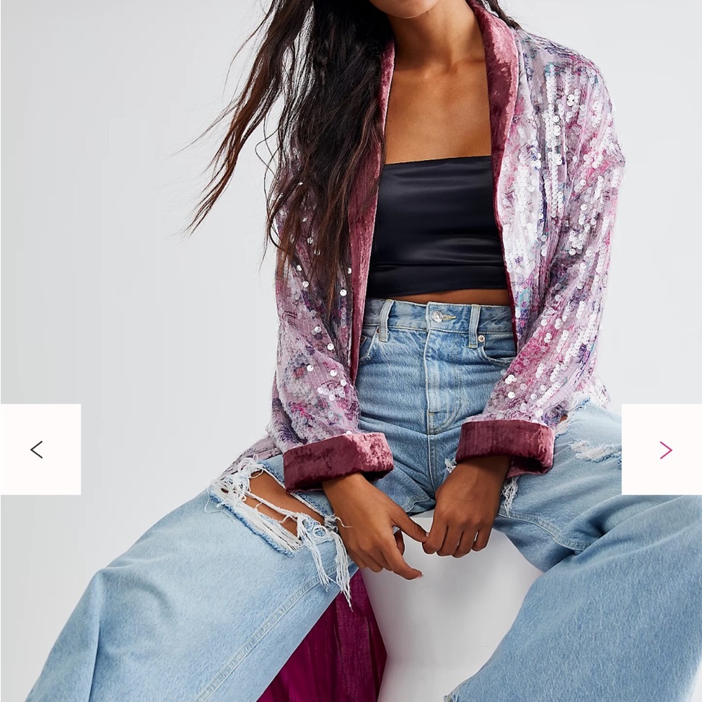 Free People Fuchsia Sequin Jacket S - Picture 7 of 7